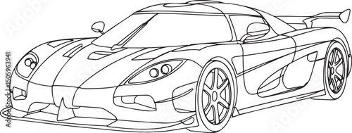 Sports Car Outline vector isolated On Transparent Background