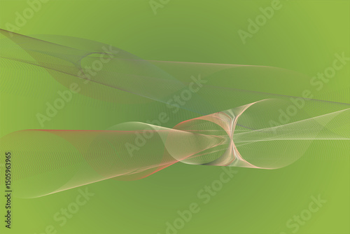 Fototapeta Naklejka Na Ścianę i Meble -  Abstract design with flowing lines and soft color gradients on a muted green background.
