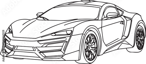 Sports Car Outline vector isolated On Transparent Background