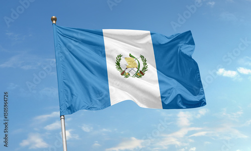 Guatemala national flag waving in wind