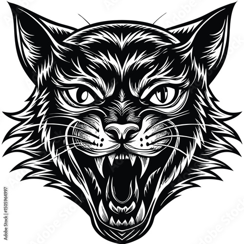 Angry cat head graphic