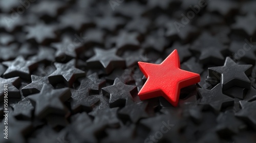 a red star is placed among a group of black stars