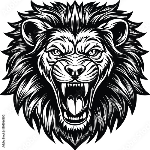 Roaring Lion Head Illustration