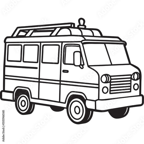 Fire control vehicle line art vector