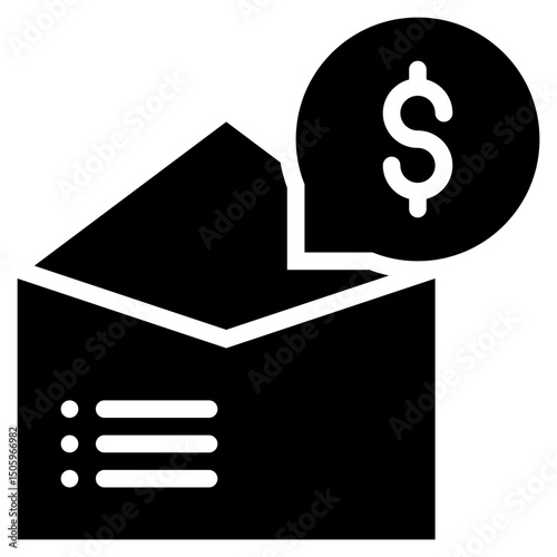 money envelope popup message transaction solid glyph icon