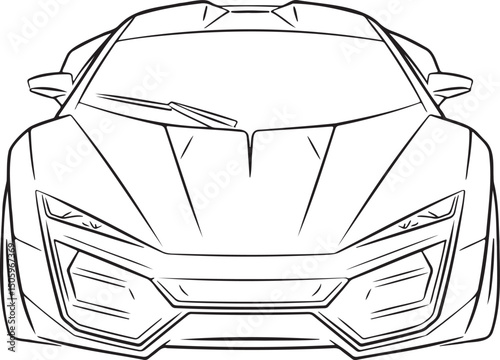 Sports Car Outline vector isolated On Transparent Background