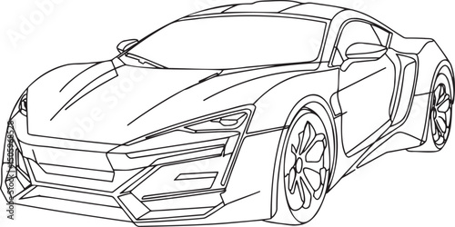 Sports Car Outline vector isolated On Transparent Background