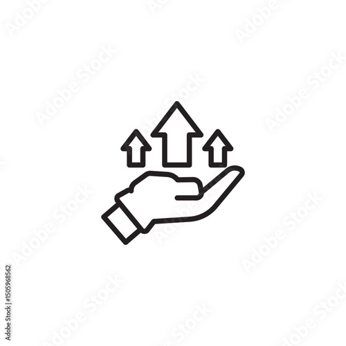 A bold, outline icon featuring two upward-pointing arrows, one larger and solid, the other smaller and outlining, suggesting an exchange, upward trend, or increased activity.