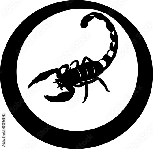 Scorpion in Circle Silhouette vector design