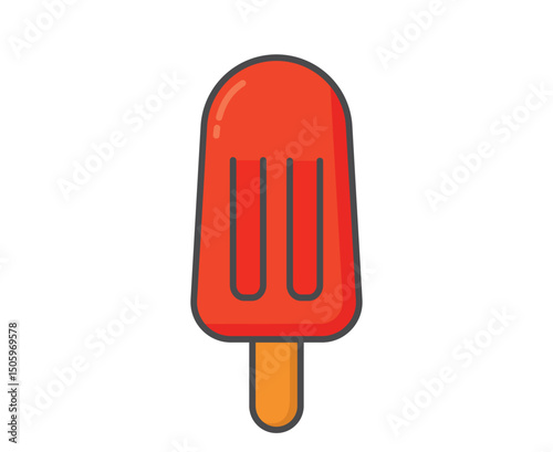 Fruity ice lolly. Ice cream, cold fruity dessert and summer food. Isolated vector image