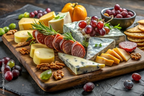 Rustic Charcuterie Board Cheese Grapes