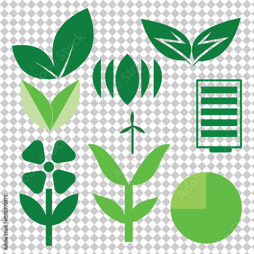 Collection of Green Eco-Friendly Icons and Symbols