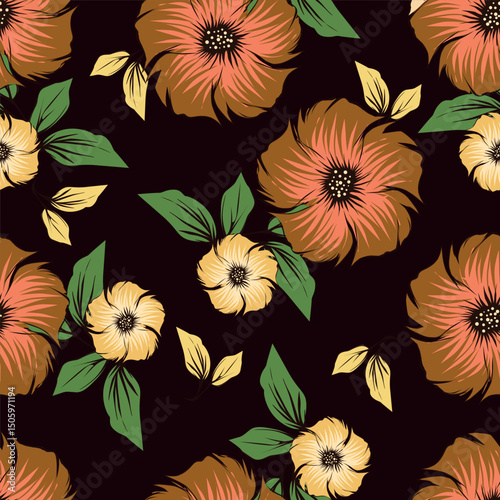 vintage floral seamless pattern. Rich with nostalgia and classic elegance, this pattern evokes the charm of a bygone era for print and textile