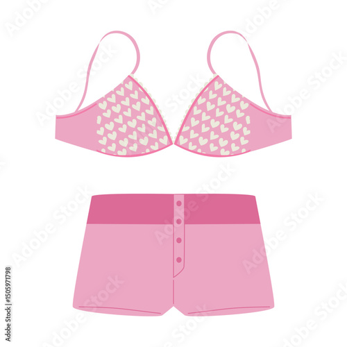Illustration with set of women's underwear. Vector collection of lingerie, bra and panties
