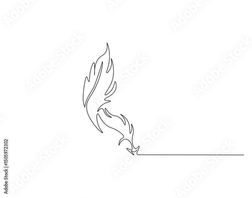 Feather pen continuous line. Continuous one line drawing of feather pen. Literacy concept. Single line drawing