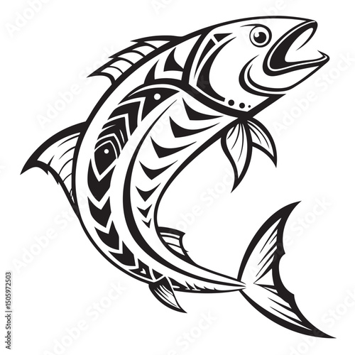 Tribal Tattoo Style Vector Illustration of a Wrasse Fish Design