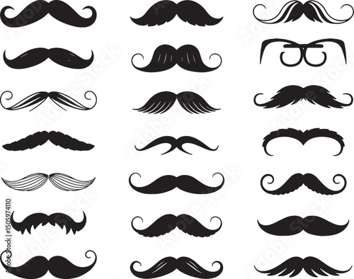 Collection of various mustache silhouettes