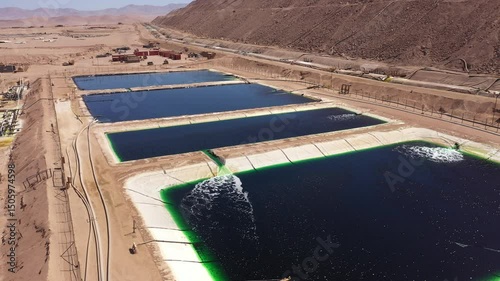 Copper Leaching Heaps in the Atacama Desert – Acid Ponds and Extraction Infrastructure

