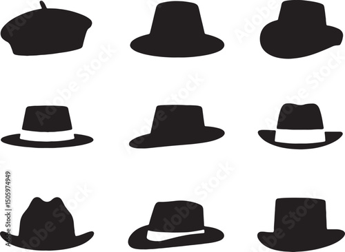 Nine classic hat silhouettes black and white