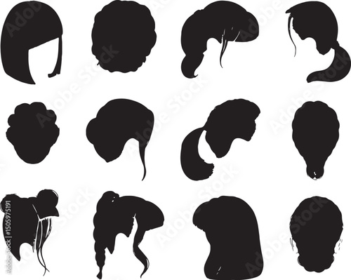 Silhouette collection diverse women hairstyles