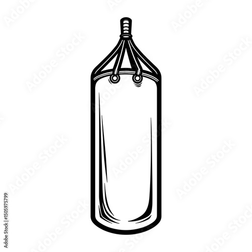 Dynamic punching bag illustration with impact lines, strength training