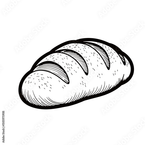 Sourdough bread loaf in line art style, minimalist design