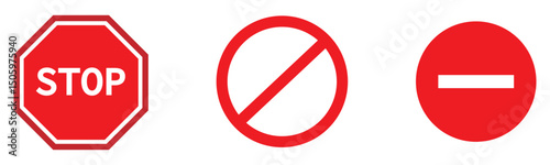 Stop sign vector illustration set.