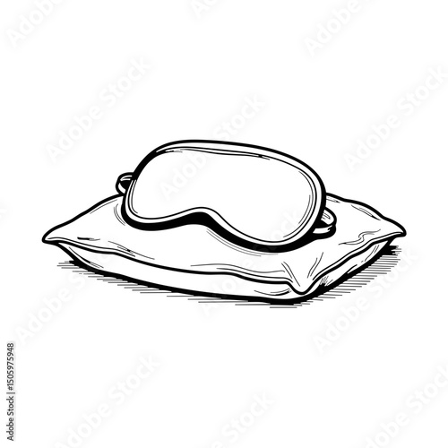 Relaxing sleep mask resting on pillow, restful ambiance