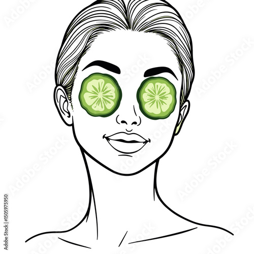 Woman relaxing with cucumbers on her eyes, skincare moment