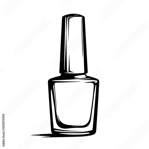 Elegant nail polish bottle design in line art style, beauty concept