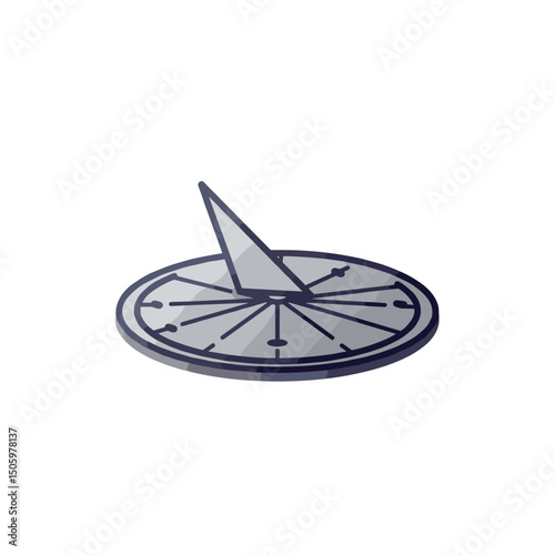 Sundial with shadow cast. Minimalistic vector icon, linear gradient. Flat modern design for interfaces and web design on history and culture theme.