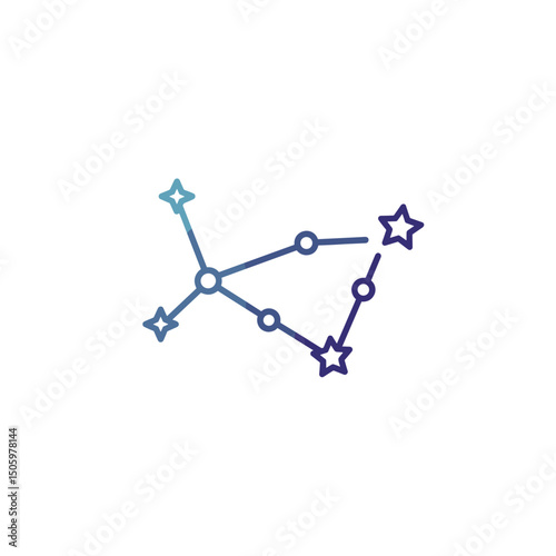 Abstract constellation illustration with blue and purple colors. Minimalistic vector icon, linear gradient. Flat modern design for interfaces and web design on history and culture theme.
