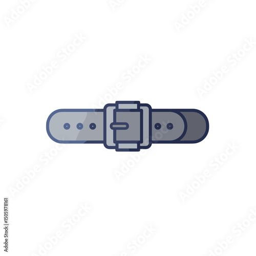 Adjustable grey belt with a metal buckle in flat design. Minimalistic vector icon, linear gradient. Flat modern design for interfaces and web design
