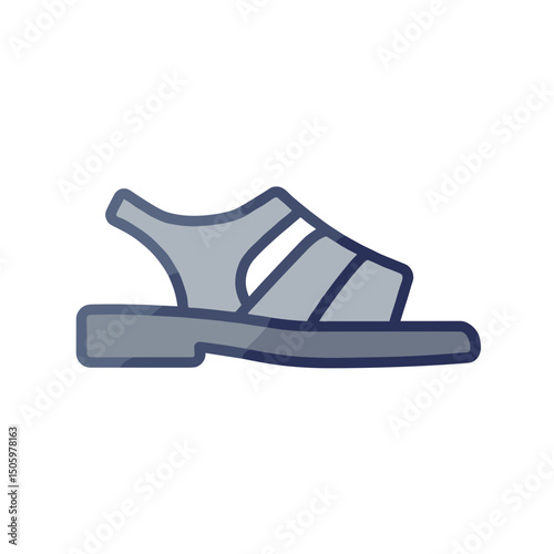 Casual sandal with straps in minimalist design. Minimalistic vector icon, linear gradient. Flat modern design for interfaces and web design