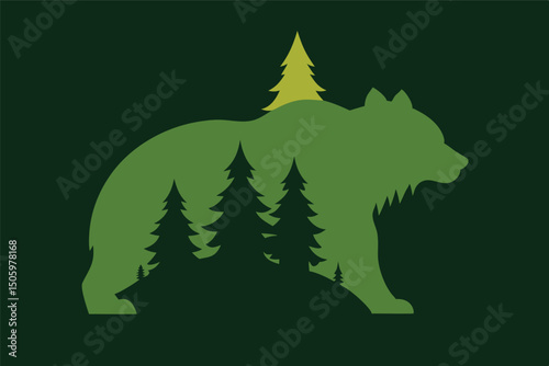 Christmas tree vector illustration with winter forest snow and holiday decoration