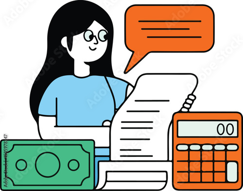 Financial accounting illustrations for business and personal finance cartoon clipart vector illustration