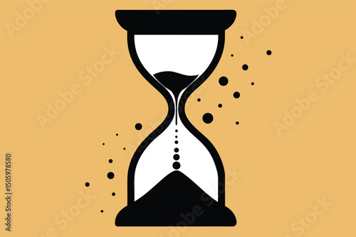 Vector illustration of an antique sandglass, symbolizing the passing of time and countdown
