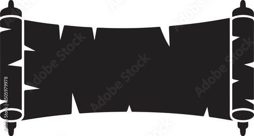 Ancient Scroll Icon Black Silhouette Illustration