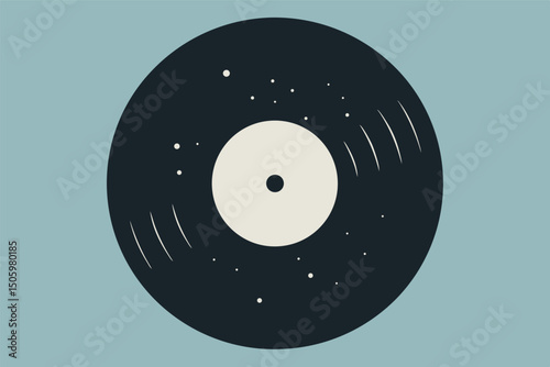 Vintage vinyl record with a central yin yang icon, perfect for music, audio, or DJ themes