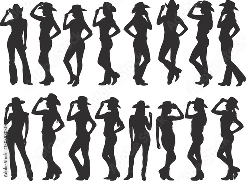 Cowgirl silhouettes collection poses western fashion