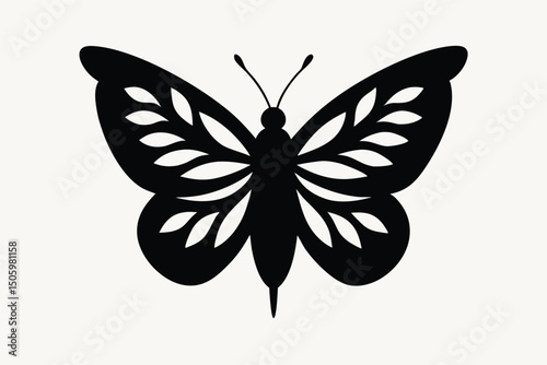 Black and white swallowtail butterfly vector illustration, a beautiful insect with delicate wings flying in nature