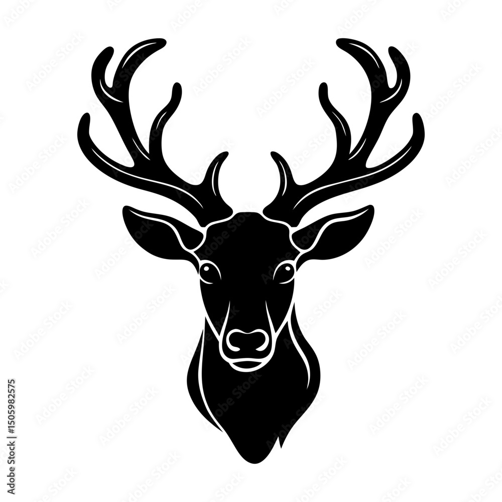 Naklejka premium Reindeer Head Silhouette vector