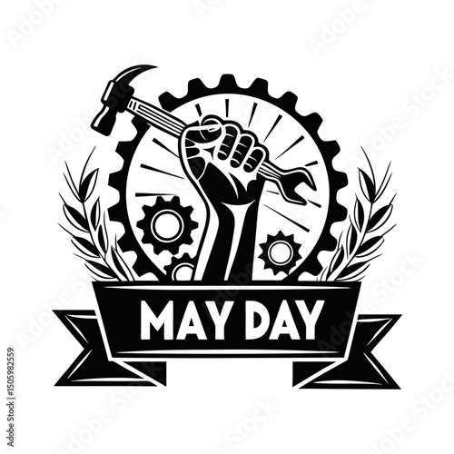 create a bold vibrant may day logo that symbol vector