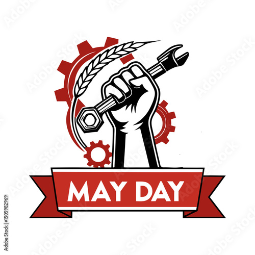 create a bold vibrant may day logo that symbol vector