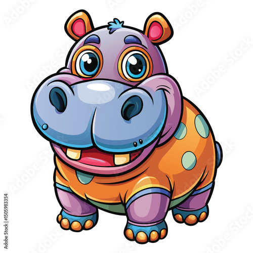 Cute hippo in colorful pajamas