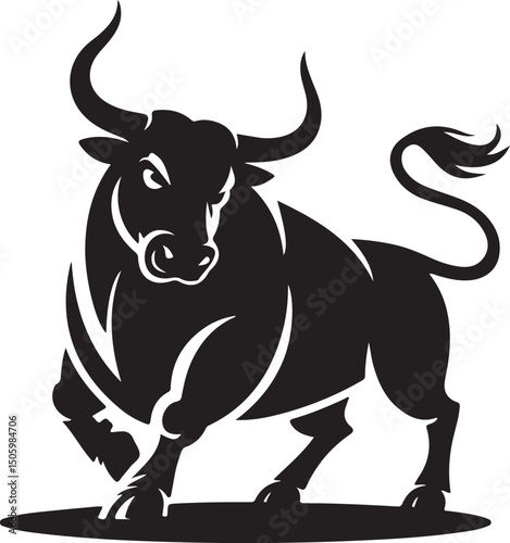 bull silhouette icon. strength and perseverance symbol. vector image of animal