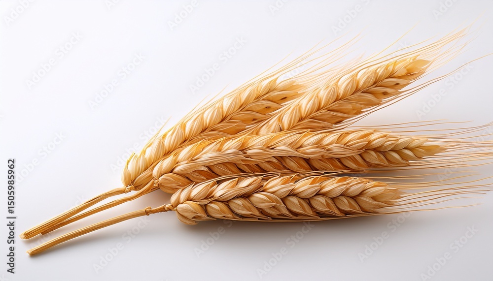 three ears of wheat on a white background for nature and agriculture three ears of wheat on a white background for nature and agriculture
