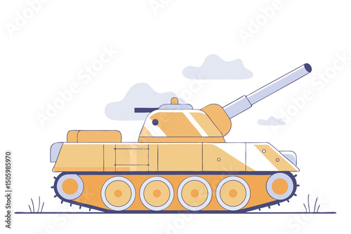 Modern flat illustration of a military tank in a simple vector style design