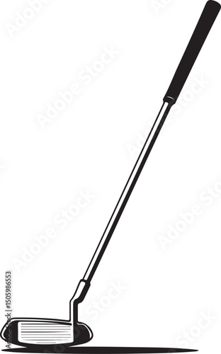 Close up of iron or wedge golf club flat vector icon for sports apps and websites