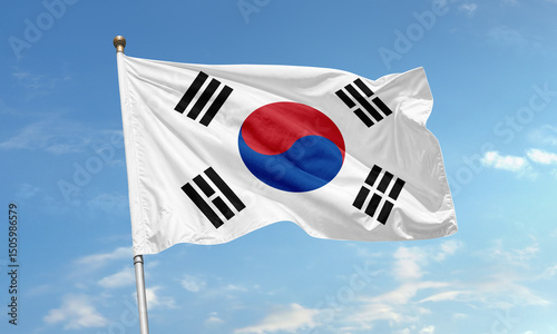South Korea national flag waving outdoors